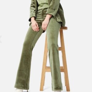 NWT Traffic People Olive Green Velvet Cord Charade Flared Women’s Pants.Size M